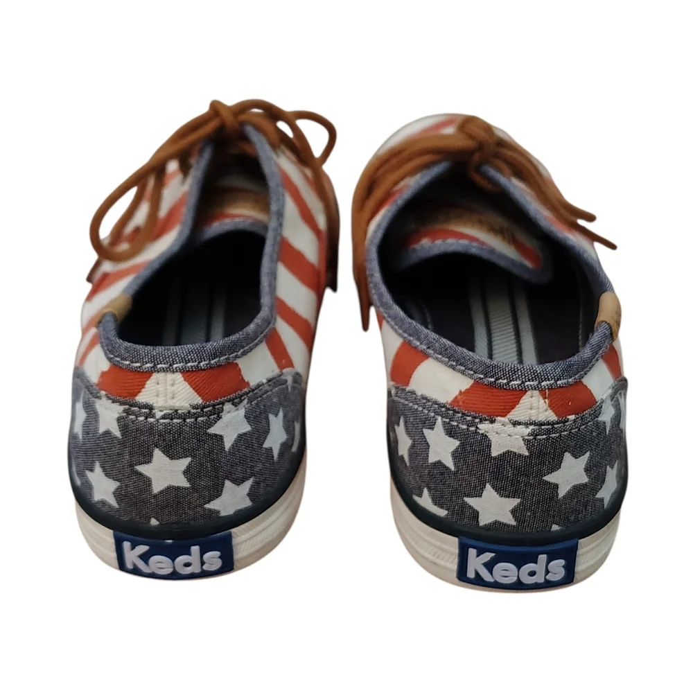 New Keds American Flag Stars Stripes Patriotic Canvas Sneakers ladies 8 1/2 NWOB